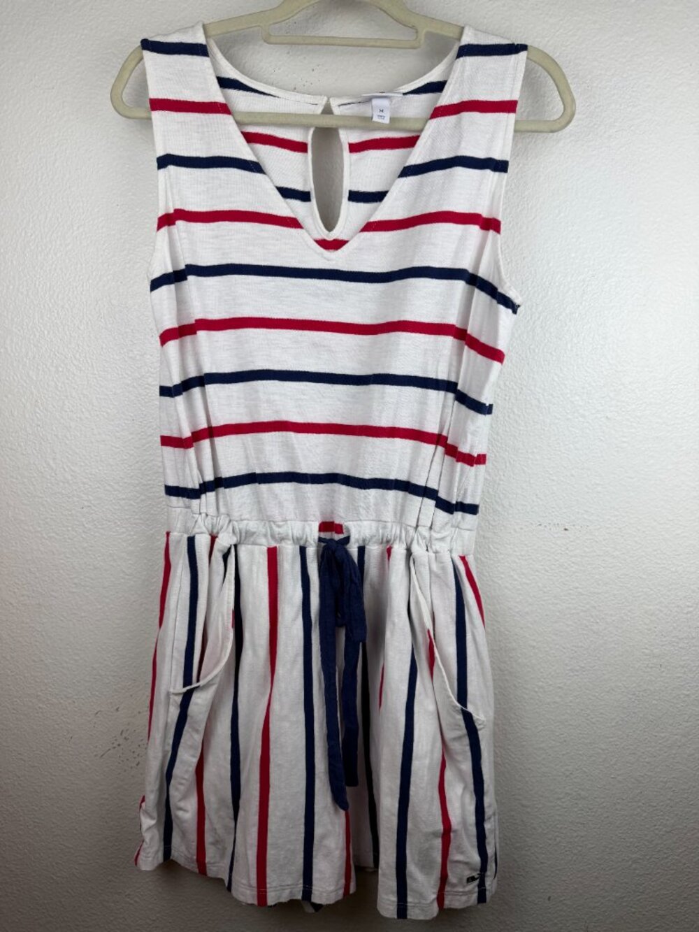 Vineyard Vines Romper Women's Sz M Red White Blue Stripe Sleeveless